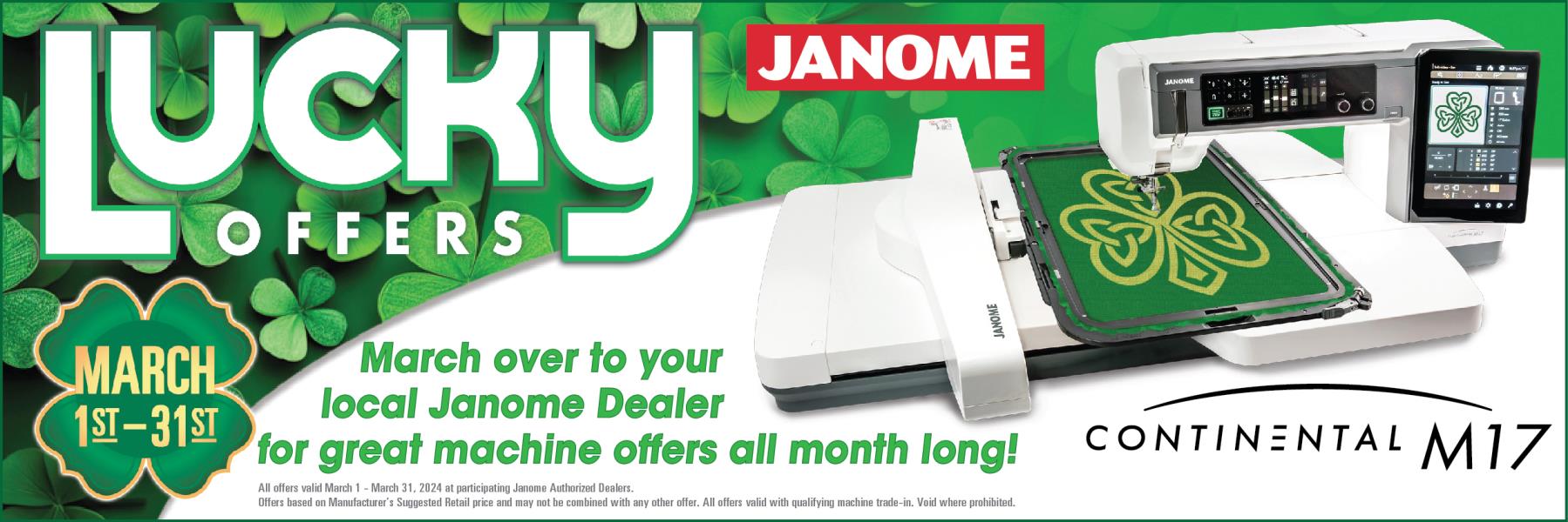 Visit Janome.com to learn more about their Lucky Offer sales event and view the full flyer!